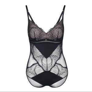 NWT Black Lace Lingerie Bodysuit Essential Bodywear